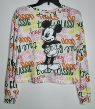 Disney Classic MICKEY MOUSE Graphic Shirt Long Sleeve Top All Over Design Large - £15.62 GBP