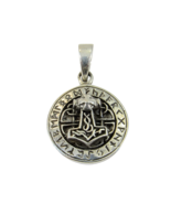 Handcrafted Solid 925 Sterling Silver Celtic THOR'S HAMMER With Runes Pendant - £26.42 GBP