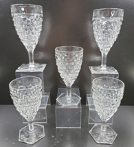 (5) Fostoria American Clear Water Goblets Set Vintage Cube Hex Base Stem... - £46.50 GBP