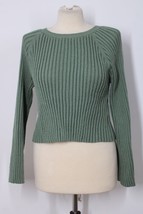 Amadi Anthropologie S Green Rib-Knit Stretchy Raglan Sleeve Sweater - £28.85 GBP