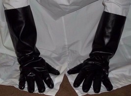 Black rubber gloves 18&quot; long Mad Scientist Butcher Hostel costume bloody... - £6.38 GBP+