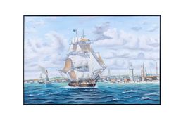 Old Modern Handicrafts Whaler &#39;Lexington&#39; Leaving Nantucket - Canvas Painting - £215.76 GBP