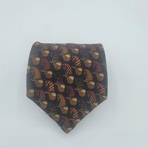 Guy Laroche Diffusion Red Black Brown Hats Silk Tie 56.5&quot; x 4&quot; Vintage  - £7.81 GBP