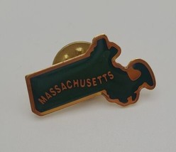 Massachusetts State Shaped Green Lapel Hat Pin Tie Tack Travel Souvenir - £11.70 GBP