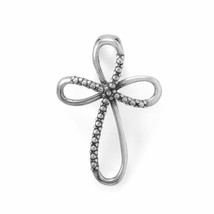 Oxidized Twisted Looped Religious Cross Slide Pendant 925 Sterling Silver Gifts - £52.18 GBP