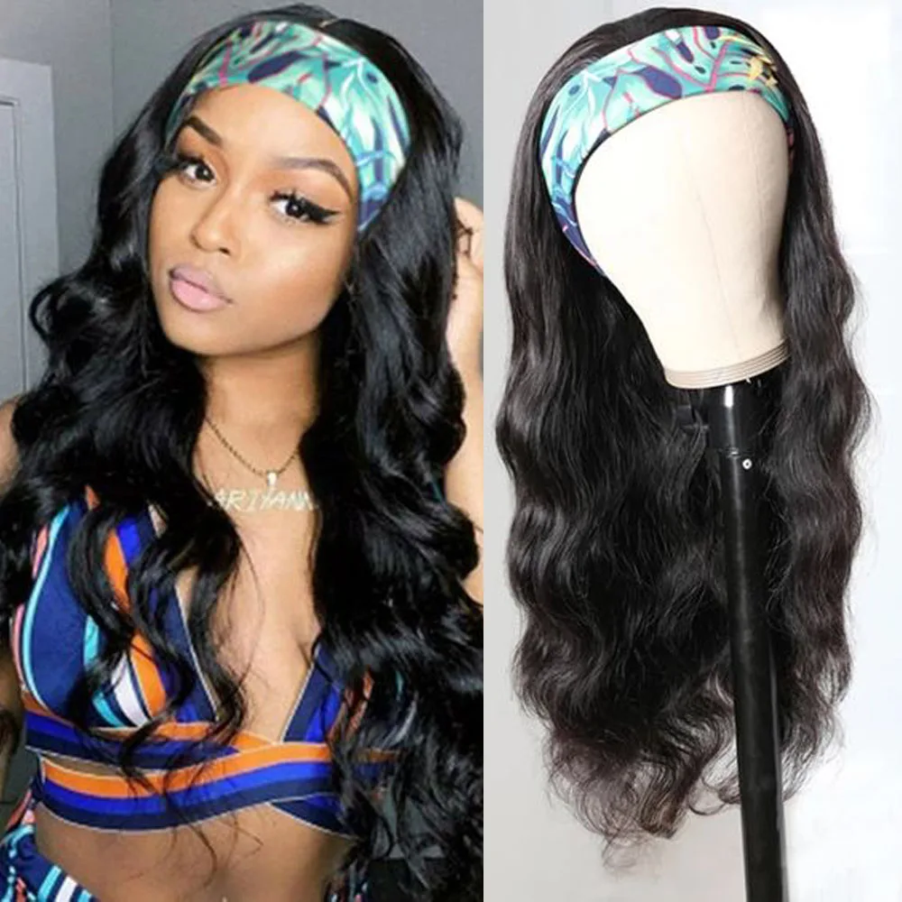 Learence body wave wig headband wig human hair wigs for black women remy hair scarf wig thumb200
