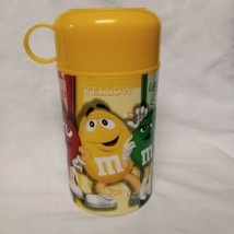 Collectible 2002 Yellow M &amp; M Canister Insulated Thermos W/Lid &amp; Cup 11.... - $12.86