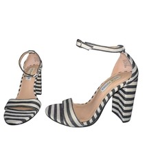Steve Madden Carsson Striped Black White Ankle Strap Block Heel Women Si... - $25.27