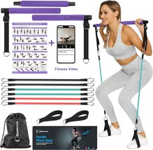 Portable Pilates Bar Kit with Resistance Bands for Men and Women 3 Set Exercise  - £44.48 GBP
