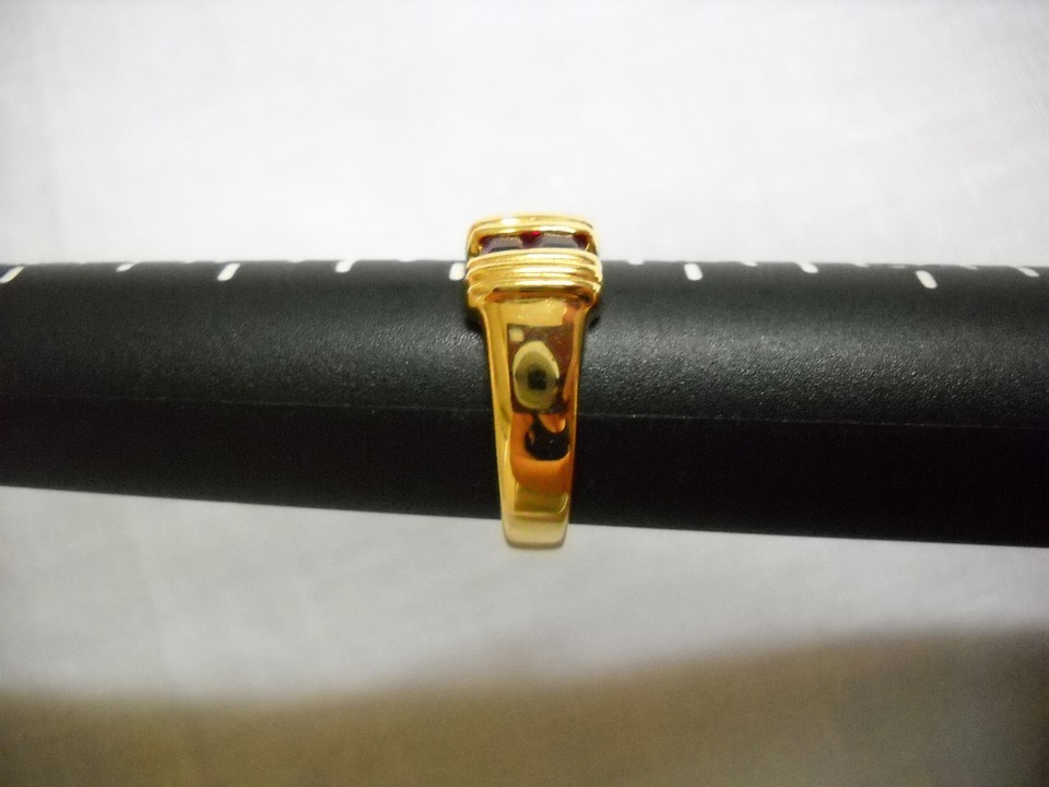 VINTAGE PRE-OWNED GOLD EP SIGNED PCI SPARKLING GARNET RHODOLITE BAND RING SZ 8 Item image 2