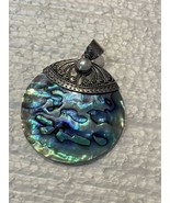 ~VINTAGE INDONESIA MERAV ABALONE SHELL PEARL STERLING SILVER PENDANT~ - $690.21 MXN
