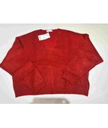 MANGO Women’s Oversized V-Neck RED SIZ XL Pullover Sweater NWT Comfy Out... - $352.51 MXN