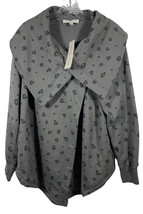 Olive &amp; Oak Women&#39;s Cardigan Jacket Cotton Blend Size L Gray Charcoal Le... - £23.67 GBP