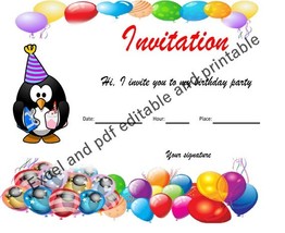 Birthday invitation card - kids birthday invitation template - £2.31 GBP