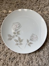 Noritake Edenrose 8 1/4&quot; Salad Plate Vintage White with Gray/Pink Roses ... - $6.34