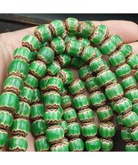 Beautiful Green Red Chevrons venetian Style Beads African Necklace 10-11mm - £34.49 GBP