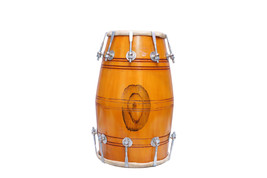 Dholak Musical Instrument Dholki Wooden With Nuts or bag yellow colour d... - $145.00