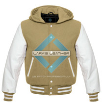 Premium College Varsity Jacket with Hood with White Real Leather Sleeves... - £74.90 GBP+