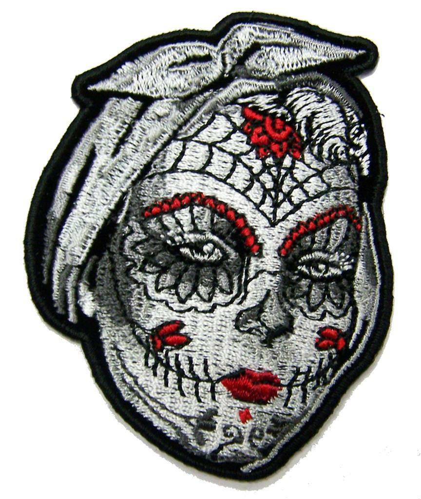 SUGAR SKULL WOMEN POSTER FACE PATCH #9300 EMBROIDERED 3IN BIKER patches NEW - $6.60