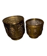 England Brass Planter Embossed Lion Head  Vintage Grape Vines Handles Se... - $49.82
