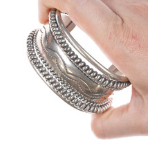 6.5&quot; Vintage Navajo Sterling twisted wire wide cuff bracelet - £273.02 GBP