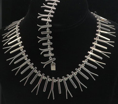 MEXICO 925 Sterling Silver - Vintage Bar Link Necklace &amp; Bracelet Set  -... - £327.10 GBP