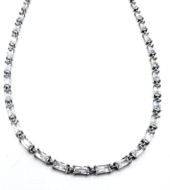 Stainless Steel Baguette Crystal Choker Necklace - £22.29 GBP