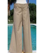 Cache Wide Leg Self Belt Beige Metallic Stripe Pant New Size 4/6/8 S/M $... - £32.13 GBP