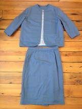 Vtg 70s Japanese Sakura Custom Tailored Blue Two Piece Skirt Jacket Suit Set S/M - £39.22 GBP