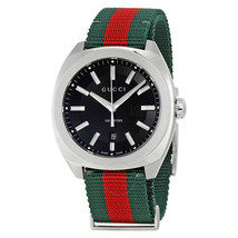 Gucci GG2570 Black Dial Green and Red Nylon Watch YA142305 - £404.31 GBP