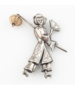 Argent Sterling Pendantes Broche D&#39;Un Asiatique Femme Avec Lantern Par Lang - $264.59 CAD