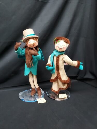 1993 Annalee Doll TALL LARGE Victorian Man & Lady HOLIDAY Ice Skating Made In NH - £36.78 GBP