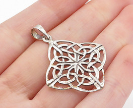 925 Sterling Silver - Vintage Shiny Open Celtic Knot Design Pendant - PT4912 - £22.42 GBP