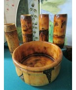 TOM EVANS WOOD HAND CARVED ART CRAFT BOWL VASES PICK 1 ^^^ - $400.92 MXN+
