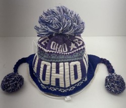 Robin Ruth Ohio Buckeyes Pom Pom Fleece Warm Beanie Knitted Winter Hat Purple - £7.81 GBP