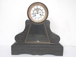 19TH C. French Antique Black Slate Mantel Clock - £389.24 GBP