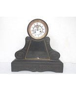 19TH C. FRENCH ANTIQUE BLACK SLATE MANTEL CLOCK - $495.00