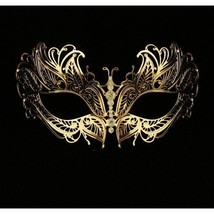 Gold Butterfly Masquerade Mask Laser Cut Venetian Mask Halloween Clear C... - $16.31