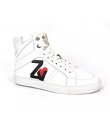 Zadig &amp; Voltaire Flash Leather Sneakers NEW White High Top Heart Logo Sz... - €128,36 EUR