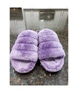 UGG Fluff Yeah Sandals Womens Size 9 Purple Violet Fur Slides Faux Fur O... - $54.16 CAD
