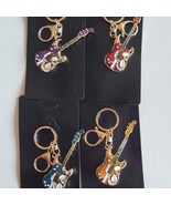 Guitar 3D Shaped Keychain Crystal Bling Bling Rhinestone Keyring Handbag... - $18.53 CAD