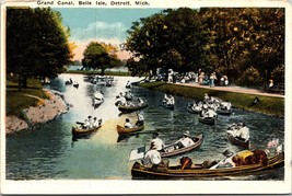 Boats on Grand Canal Belle Isle Detroit Michigan MI UNP Unused WB Postcard L6 - £2.29 GBP