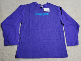 Rare 90s Vintage GUESS JEANS USA Purple Long Sleeve T Shirt Size Kid Lar... - $27.82