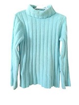 Basic Editions light aqua  blue turtleneck women&#39;s sweater long sleeve L - £23.59 GBP