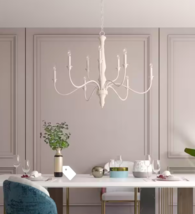 NEW White French Country Restoration Candle Chandelier 40&quot; XL - £333.38 GBP
