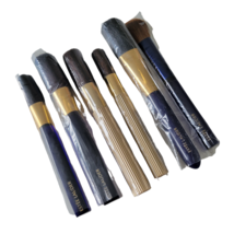 Estee Lauder Makeup Brush Lot Blue and Gold Handles in Plastic 6 Piece New - $27.80