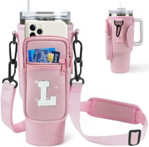 Water Bottle Bag with Strap for Stanley 40 oz Tumbler with Handle Initial Letter - £30.90 GBP