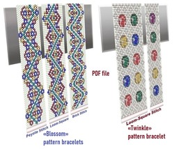 Cuff Bracelet Patterns Even count Peyote-Loom-Brick Stitch, Miyuki-Preci... - $92.82 MXN+