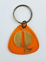 Vintage Letter Q Orange plastic Keychain Gold letter Name Alphabet 1980&#39;s - £3.78 GBP