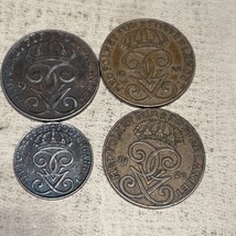 4/SWEDEN 2 ORE 1920,1928,1946 &amp; 1944 1 Ore - £3.92 GBP
